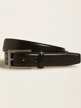 Italic brown leather belt with silver tone buckle new in box 40